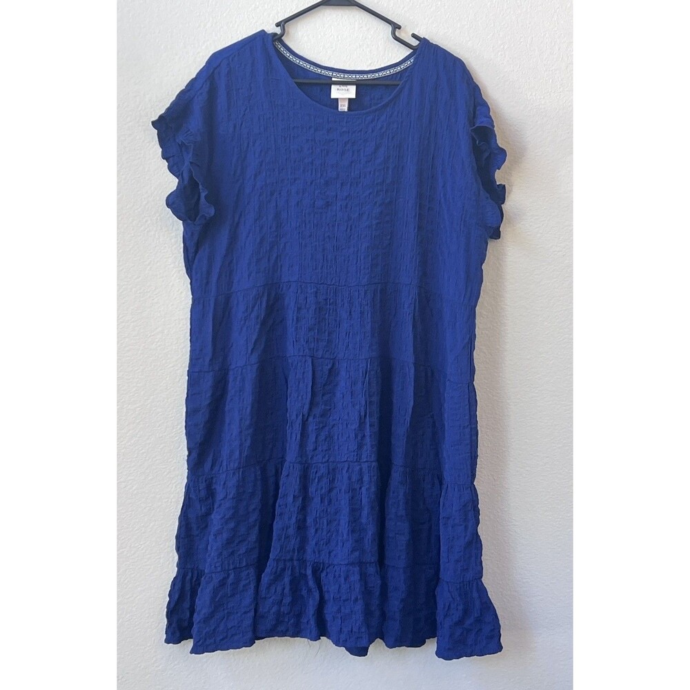 Knox Rose Dress XXL Royal Blue Textured Tiered Knee Length Summer